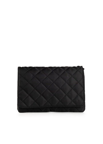 ★TOUT Y EST★ Lettering Quilted Flap Crossbody Bag Black FA Haute Shore Black Quilted Nylon Flap Crossbody Purse - Lexi