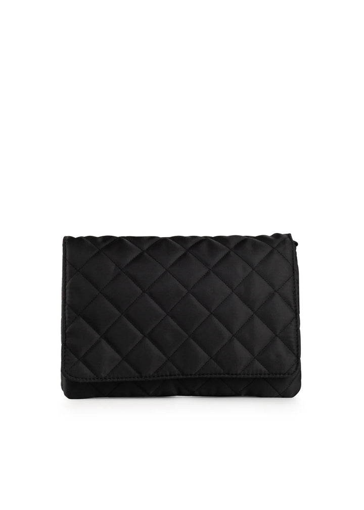 Haute Shore-Lexi Carbon | Nylon Quilted Flap Crossbody / Convertible Clutch-Pink Dot Styles