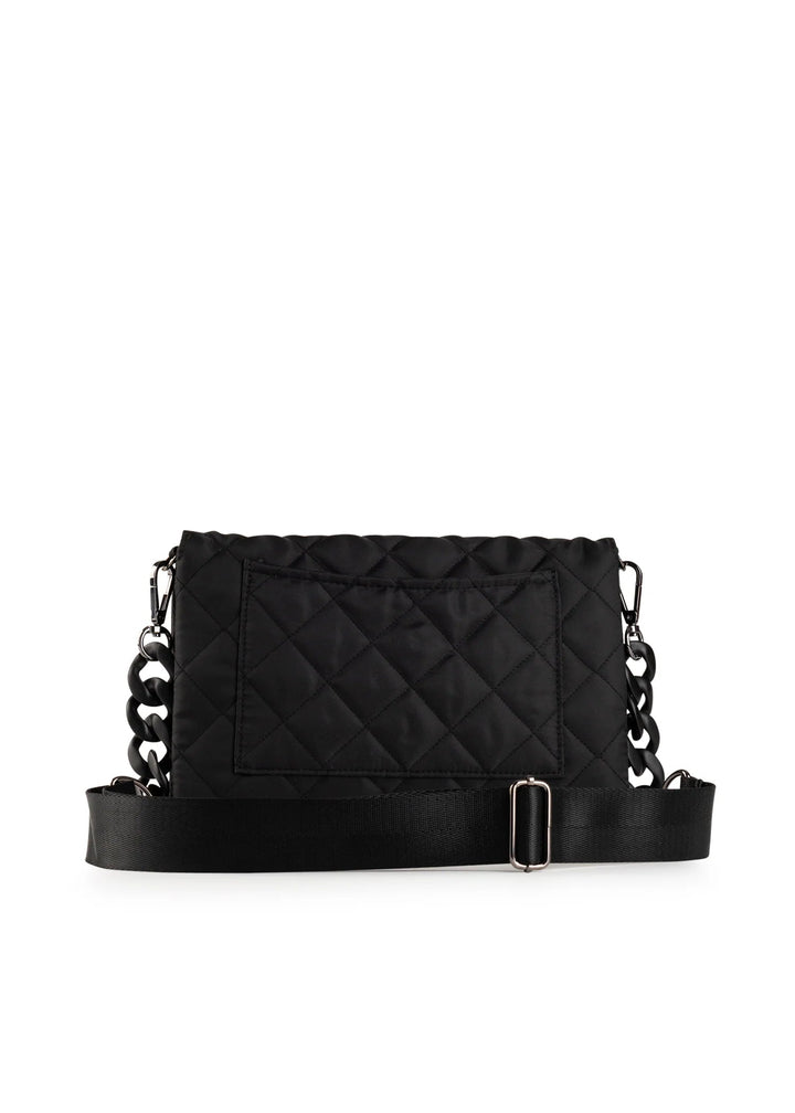 Haute Shore-Lexi Carbon | Nylon Quilted Flap Crossbody / Convertible Clutch-Pink Dot Styles