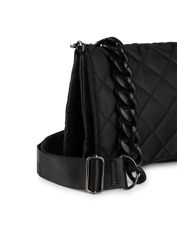 Haute Shore-Lexi Carbon | Nylon Quilted Flap Crossbody / Convertible Clutch-Pink Dot Styles