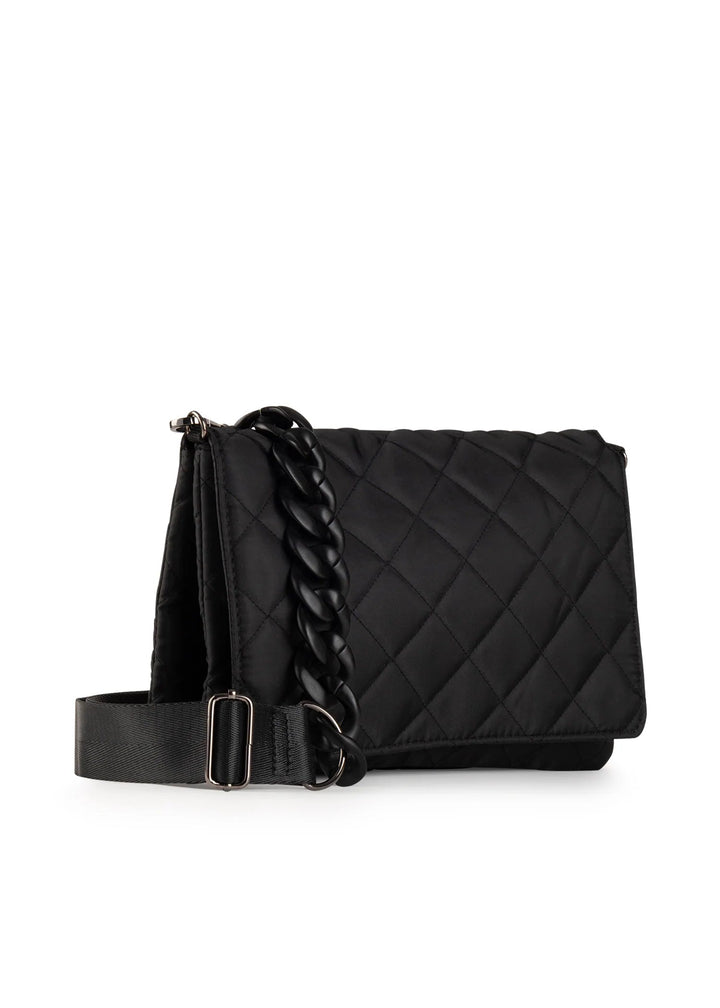 Haute Shore-Lexi Carbon | Nylon Quilted Flap Crossbody / Convertible Clutch-Pink Dot Styles