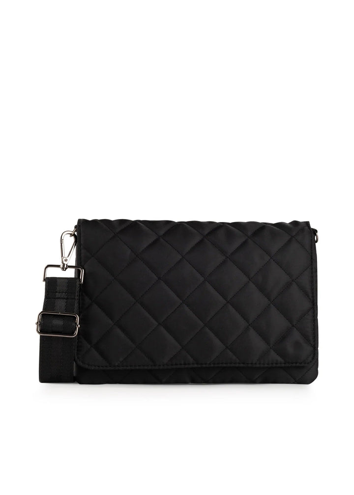Haute Shore-Lexi Carbon | Nylon Quilted Flap Crossbody / Convertible Clutch-Pink Dot Styles
