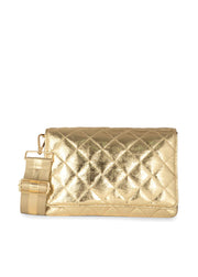 Haute Shore-Lexi Gilt | Gold Quilted Puffer Crossbody / Convertible Clutch-Pink Dot Styles