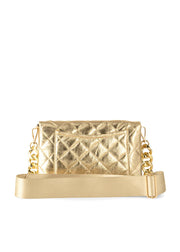 Haute Shore-Lexi Gilt | Gold Quilted Puffer Crossbody / Convertible Clutch-Pink Dot Styles