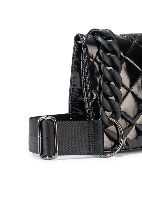Lexi Noir | Quilted Puffer Crossbody / Convertible Clutch-Accessories > Handbags > Crossbody-Pink Dot Styles