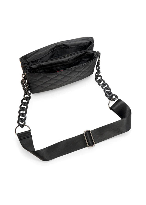 Lexi Raffia | Quilted Nylon & Raffia Crossbody / Convertible Clutch-Accessories > Handbags > Crossbody-Pink Dot Styles