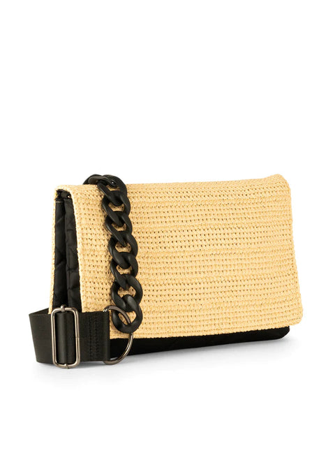 Lexi Raffia | Quilted Nylon & Raffia Crossbody / Convertible Clutch-Accessories > Handbags > Crossbody-Pink Dot Styles