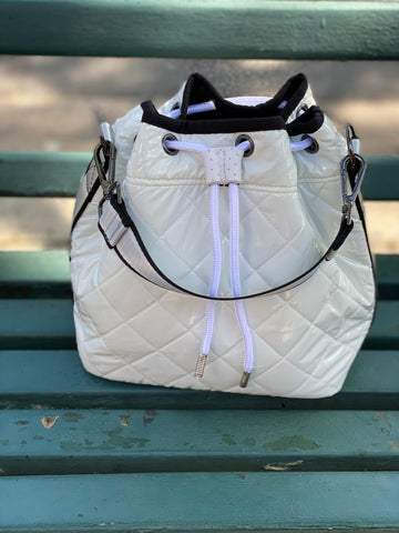 Chanel Neutrals Quilted Drawstring Bucket Bag Medium