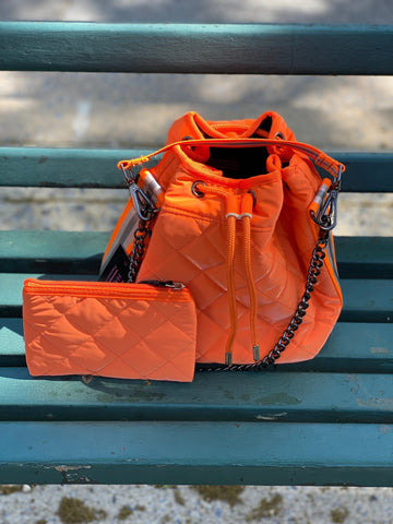 Haute Shore | Lindsey Crush Drawstring Bag | Orange | Lori's Shoes