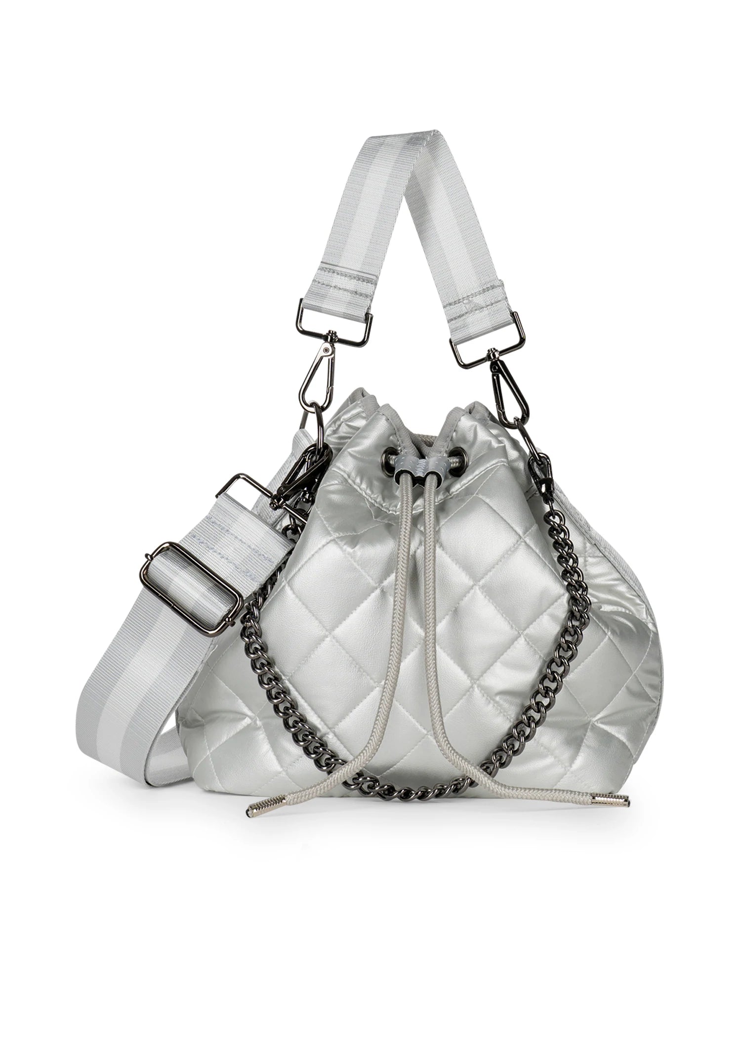 Haute Shore  Silver Quilted Puffer Bucket Bag - Lindsey Vapor