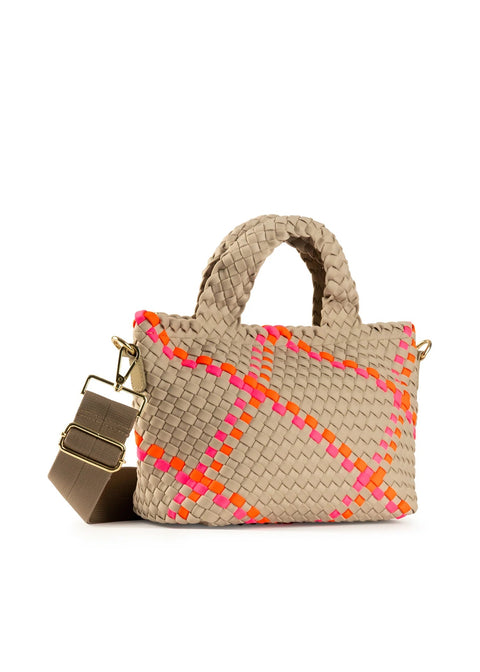 Mark Belize | Mini Woven Tote-Accessories > Handbags > Totes-Pink Dot Styles