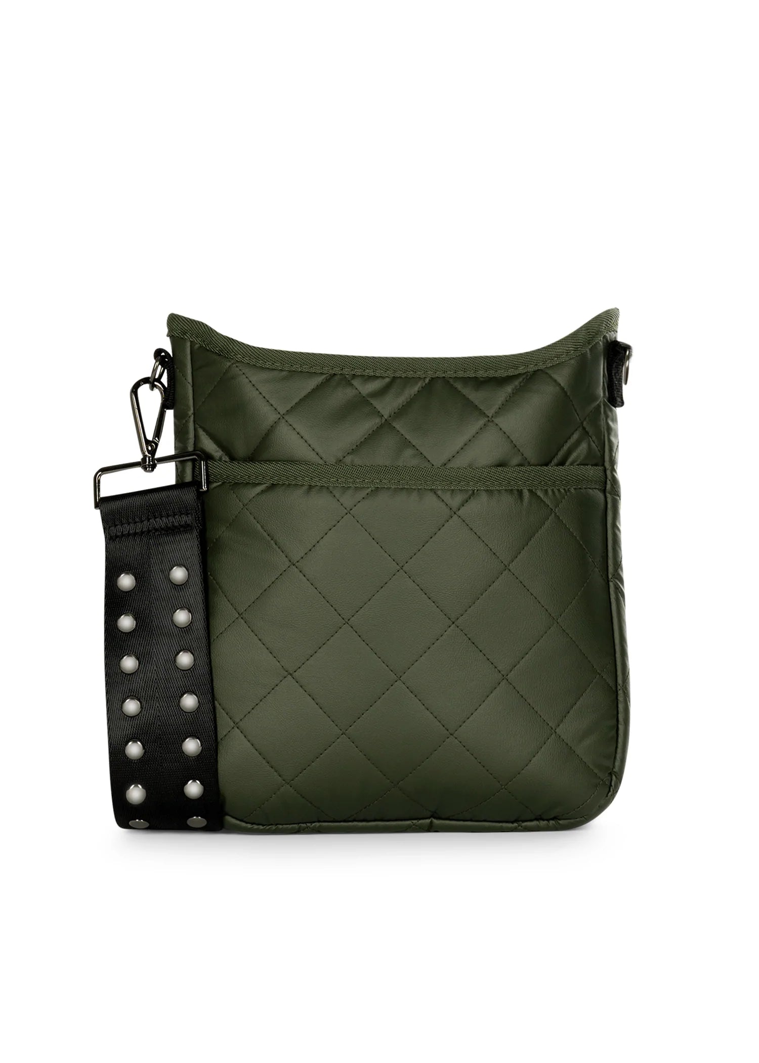 AVENUE QUAD XS  Smoke Green Satin Shoulder Bag with Pearl Strap