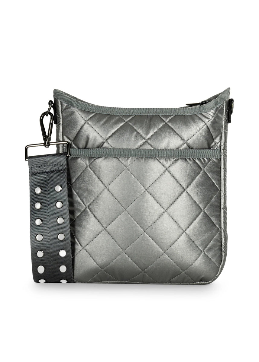 Haute Shore | Sporty Pewter Quilted Puffer Crossbody Bag - Medium Size ...