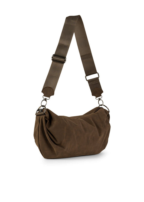Haute Shore-Ollie Espresso | Vegan Suede Sling Bag-Pink Dot Styles