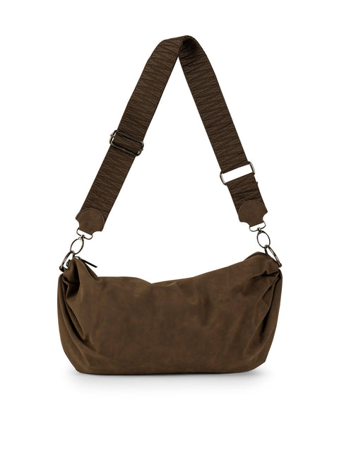 Haute Shore-Ollie Espresso | Vegan Suede Sling Bag-Pink Dot Styles