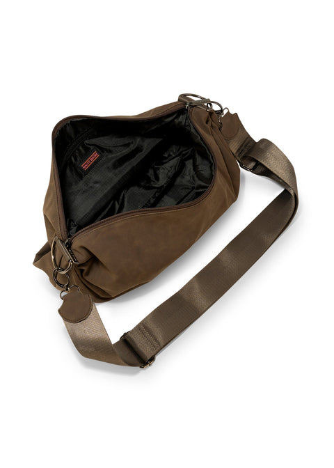 Haute Shore-Ollie Espresso | Vegan Suede Sling Bag-Pink Dot Styles