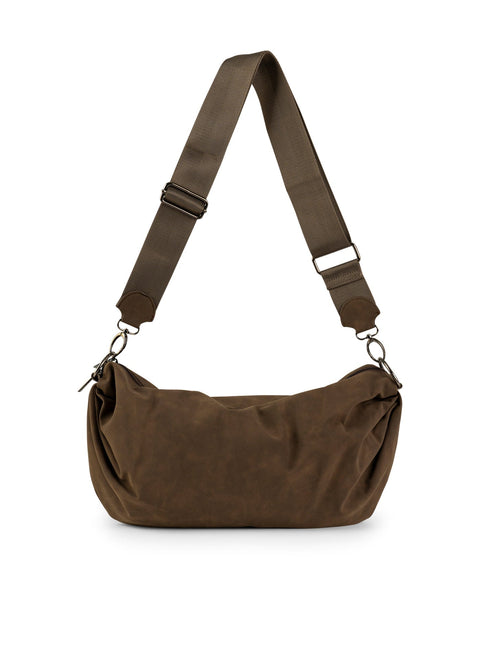 Haute Shore-Ollie Espresso | Vegan Suede Sling Bag-Pink Dot Styles