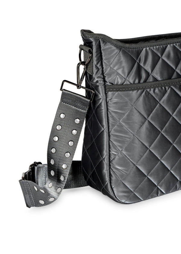 Haute Shore Perri Shadow Quilted Grey Puffer Crossbody Bag