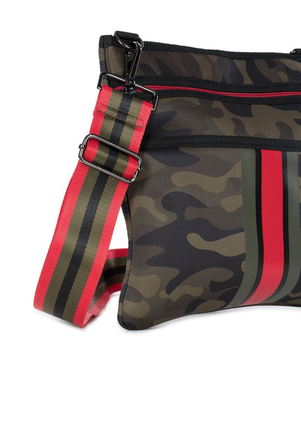 Let It Go Green Camo Red Stripe Neoprene Crossbody Bag – Midwest Blush