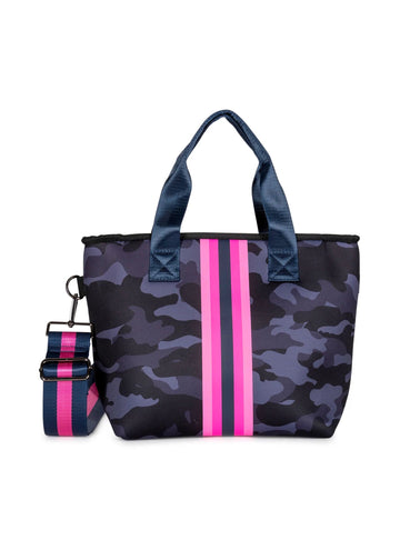 Haute Shore Ryan Epic Navy Camo Neoprene w Pink Stripe Mini Tote