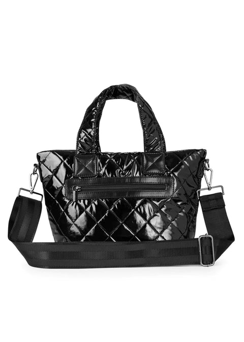 Ryan Noir | Quilted Shiny Puffer Mini Tote-Accessories > Handbags > Totes-Pink Dot Styles