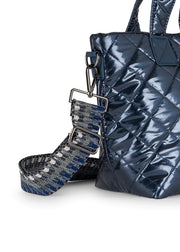 Haute Shore-Ryan Sea | Navy Quilted Shiny Puffer Mini Tote-Pink Dot Styles