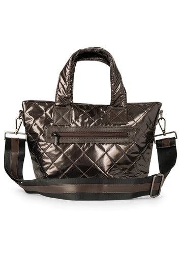 Haute Shore Charcoal Quilted Puffer Mini Tote Ryan Smoke Pink Dot Styles