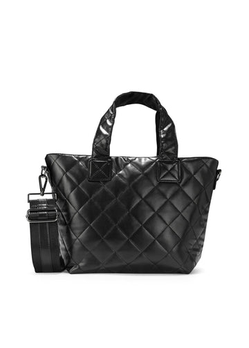 Leather quilted tote sales