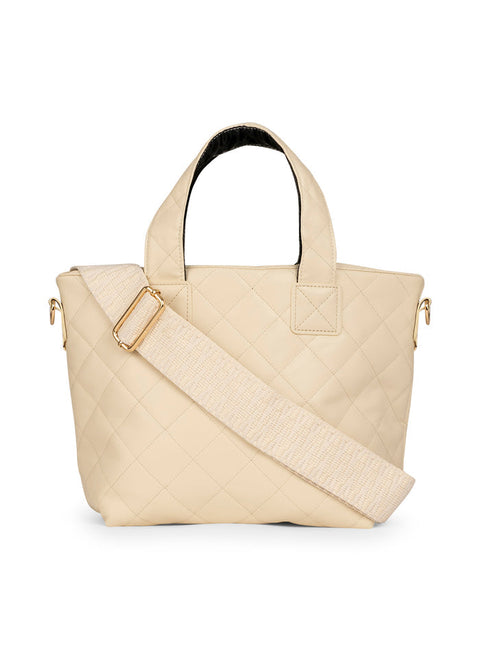 Haute Shore-Ryan Vanilla | Quilted Vegan Leather Mini Tote-Pink Dot Styles