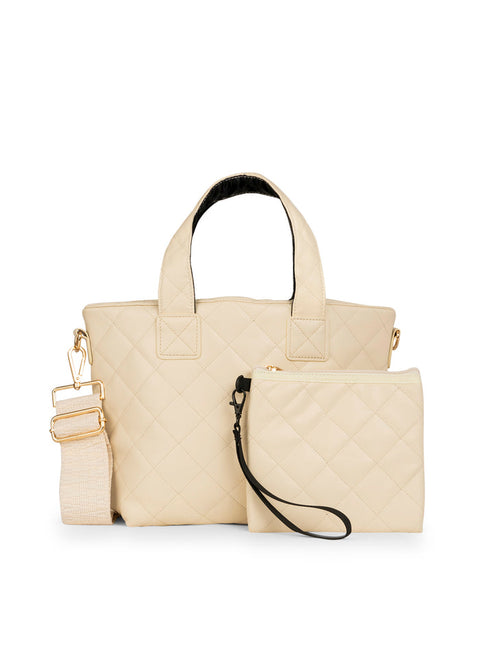 Haute Shore-Ryan Vanilla | Quilted Vegan Leather Mini Tote-Pink Dot Styles