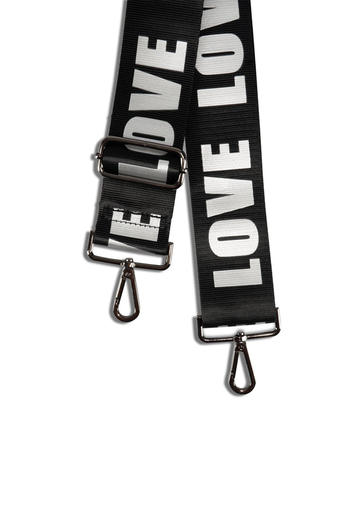Haute Shore-Straps - Love | Black/Silver 2" (gunmetal hardware) | Crossbody Strap-Pink Dot Styles