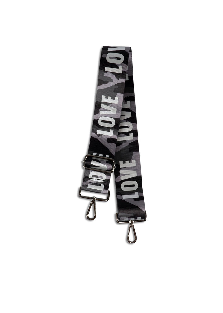 Haute Shore-Straps - Love | Grey Camo/Silver 2" (gunmetal hardware) | Crossbody Strap-Pink Dot Styles