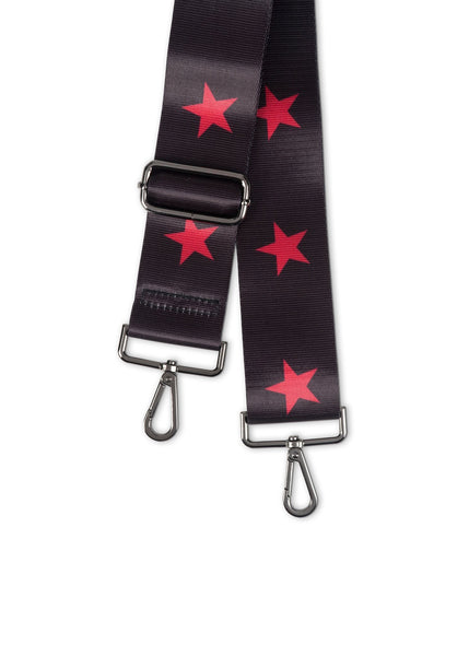 Black Bag Strap with Red Hearts - Precious Cargo