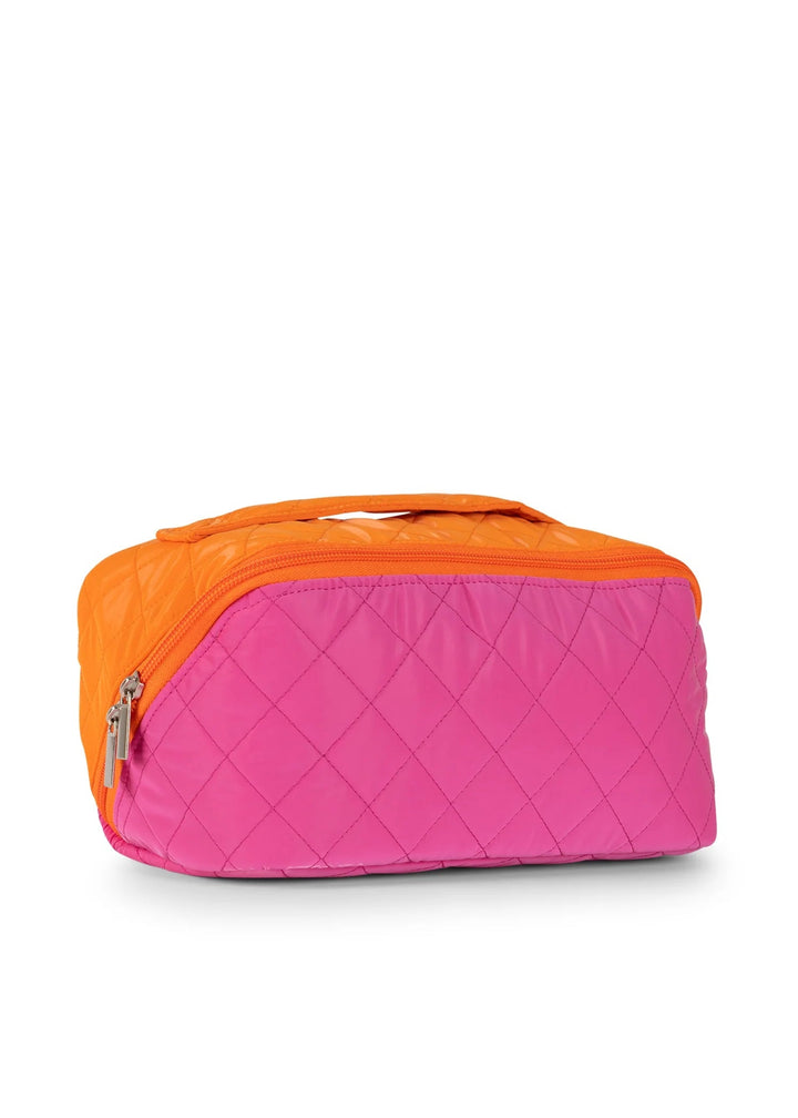 Haute Shore-Tripp Extra Reflective Quilted Cosmetic Train Case-Pink Dot Styles