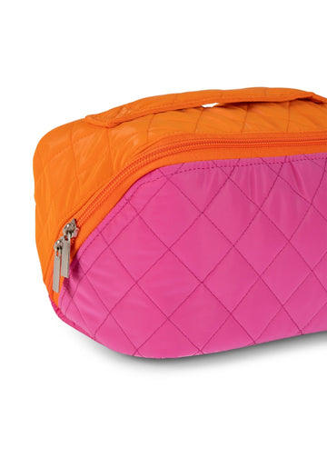 PORTER TRIP COSMETIC CASE、POUCH Haute Shore Orange Pink Quilted Puffer Train Cosmetic Case