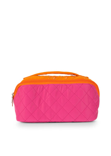 PORTER TRIP COSMETIC CASE、POUCH Haute Shore Orange Pink Quilted Puffer Train Cosmetic Case