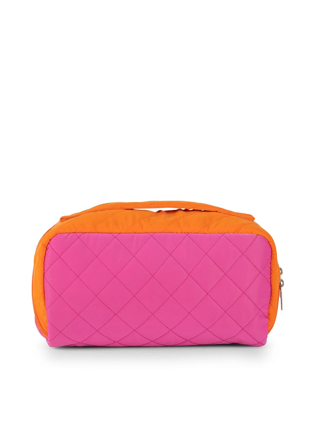 Haute Shore Orange Pink Quilted Puffer Train Cosmetic Case