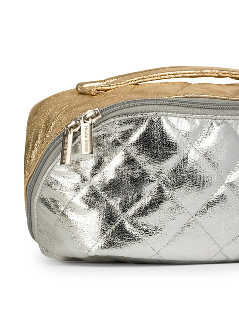 Haute Shore-Tripp Mixx Reflective Quilted Cosmetic Train Case-Pink Dot Styles
