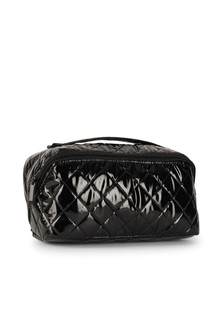 Haute Shore-Tripp Noir Reflective Quilted Cosmetic Train Case-Pink Dot Styles