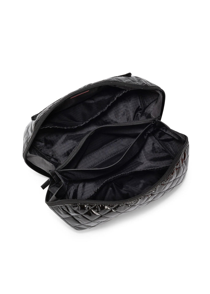 Haute Shore-Tripp Noir Reflective Quilted Cosmetic Train Case-Pink Dot Styles