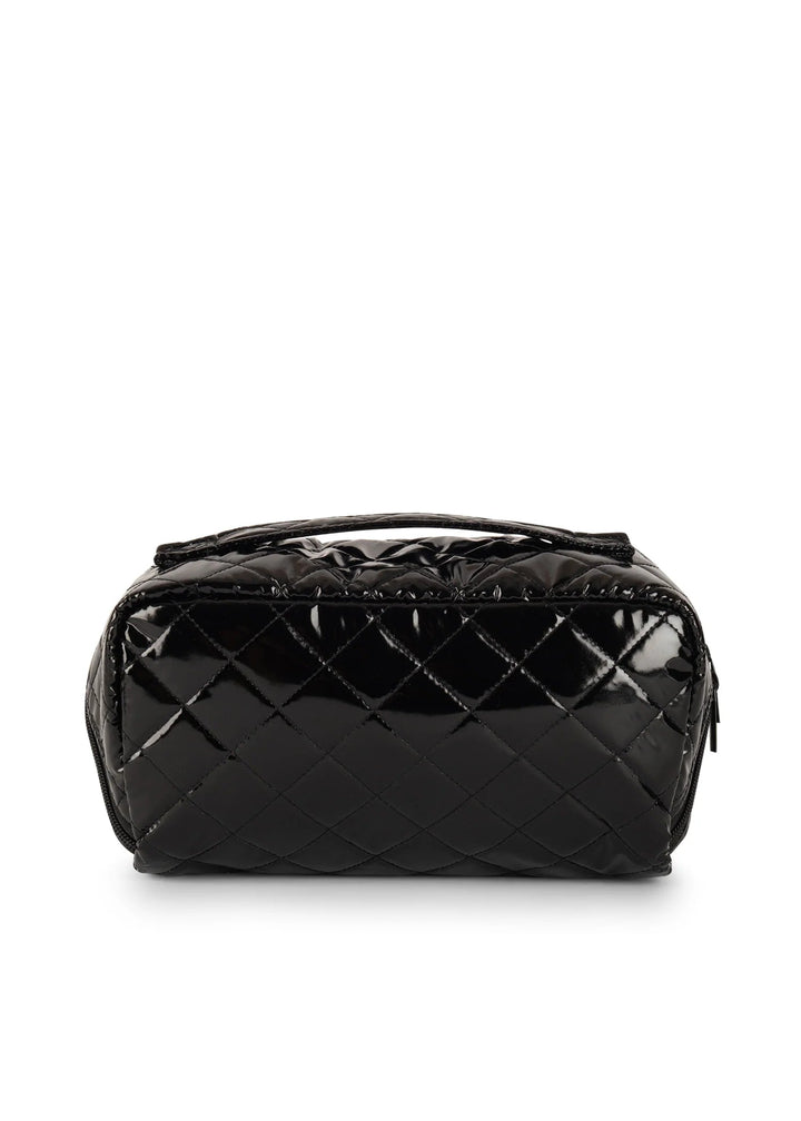 Haute Shore-Tripp Noir Reflective Quilted Cosmetic Train Case-Pink Dot Styles
