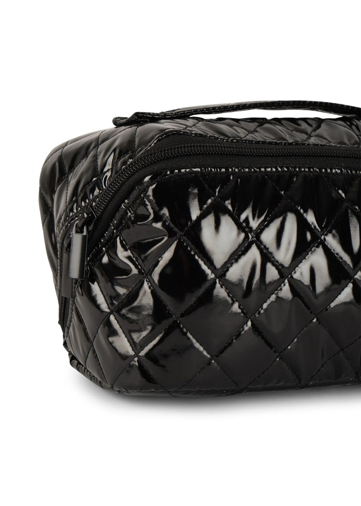 Haute Shore-Tripp Noir Reflective Quilted Cosmetic Train Case-Pink Dot Styles