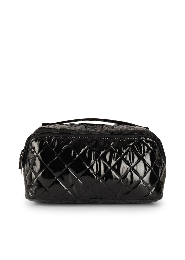 Haute Shore-Tripp Noir Reflective Quilted Cosmetic Train Case-Pink Dot Styles