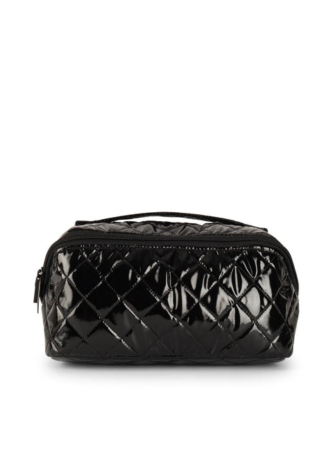Tripp Noir Reflective Quilted Cosmetic Train Case-Accessories > Handbags > Pouches-Pink Dot Styles