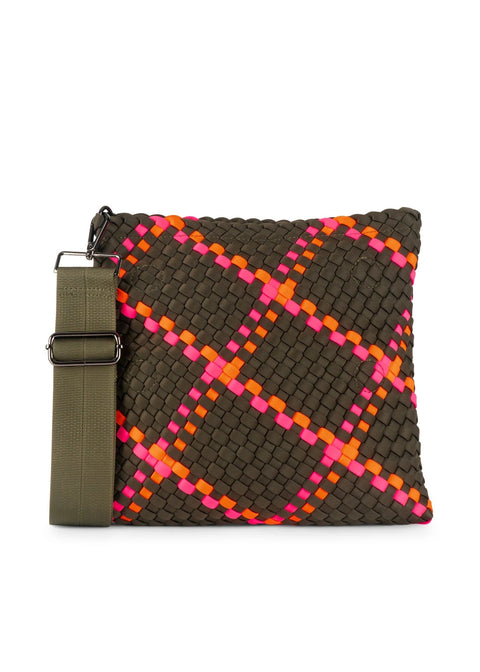 Val Showoff | Woven Crossbody & Foldover Clutch-Accessories > Handbags > Crossbody-Pink Dot Styles