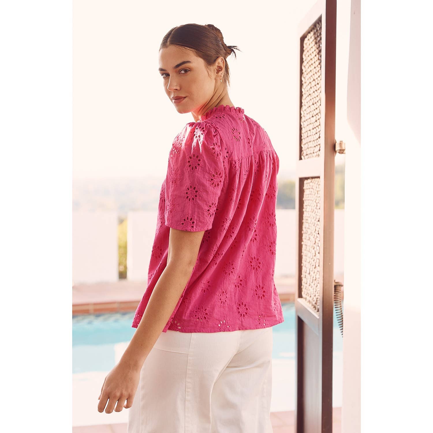 Hot Pink Cotton Eyelet Top (FINAL SALE)– Pink Dot Styles