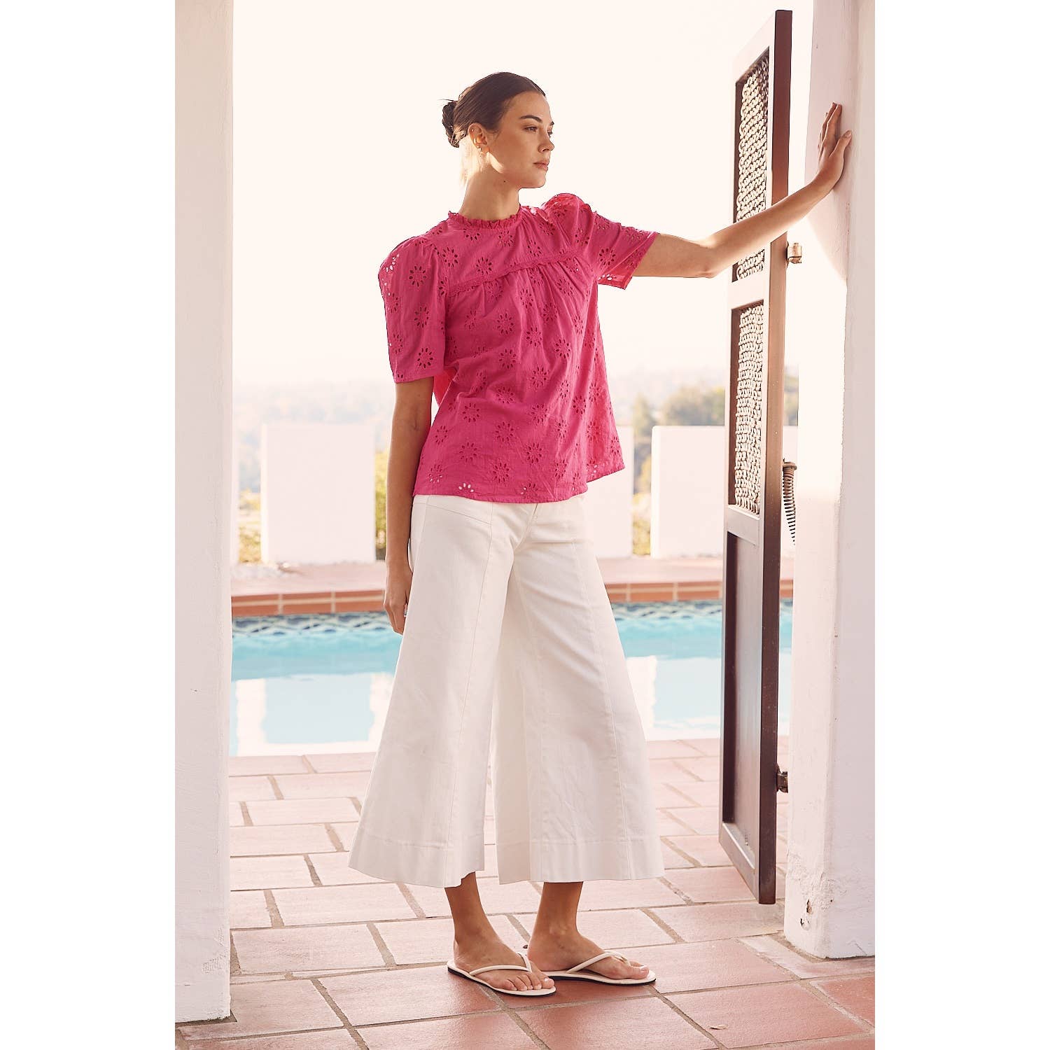 Hot Pink Cotton Eyelet Top (FINAL SALE)– Pink Dot Styles