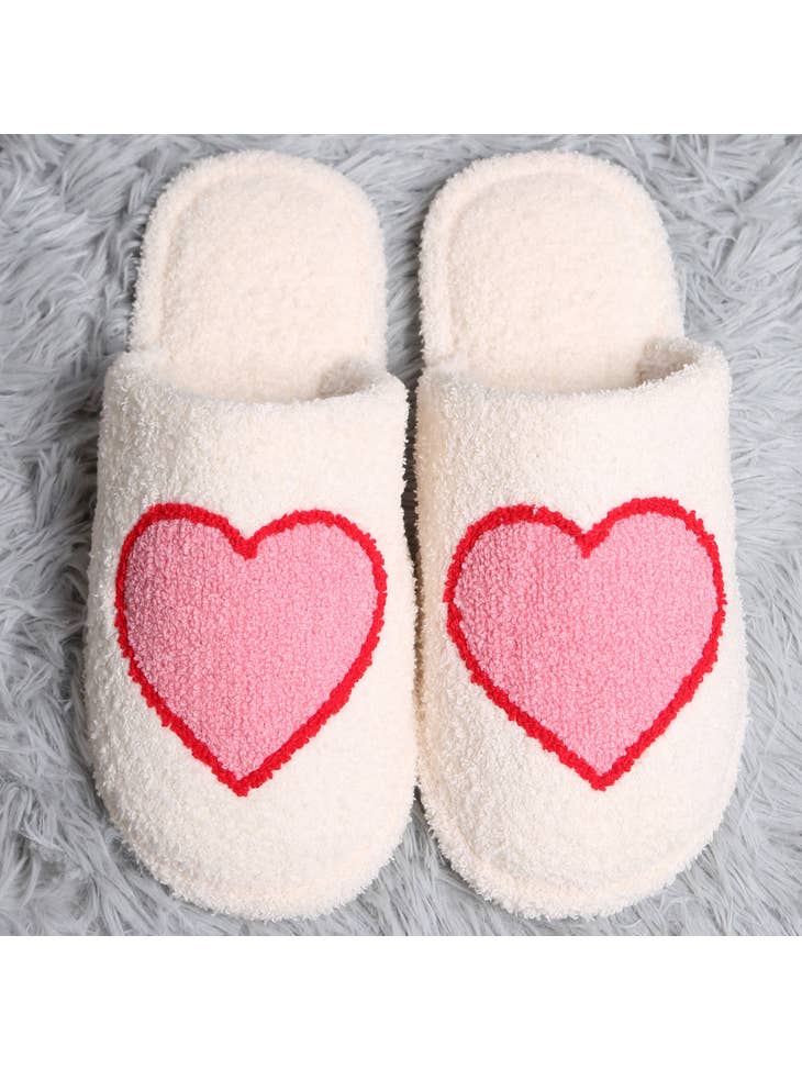 Fuzzy discount heart slippers