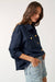 Navy Collared Long Sleeve Jacket-Apparel > Womens > Outerwear > Jackets-Pink Dot Styles
