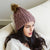 Cable Knit Beanie with Faux Fur Pom-Accessories > Hats-Pink Dot Styles
